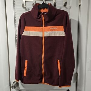 Reebok Women's Maroon Full-Zip Performance Jacket with Orange and Cream Stripes